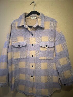 Lavender and Cream Plaid Button-Up Shacket